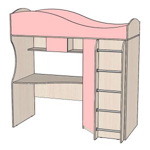 Кровать-чердак розовая
